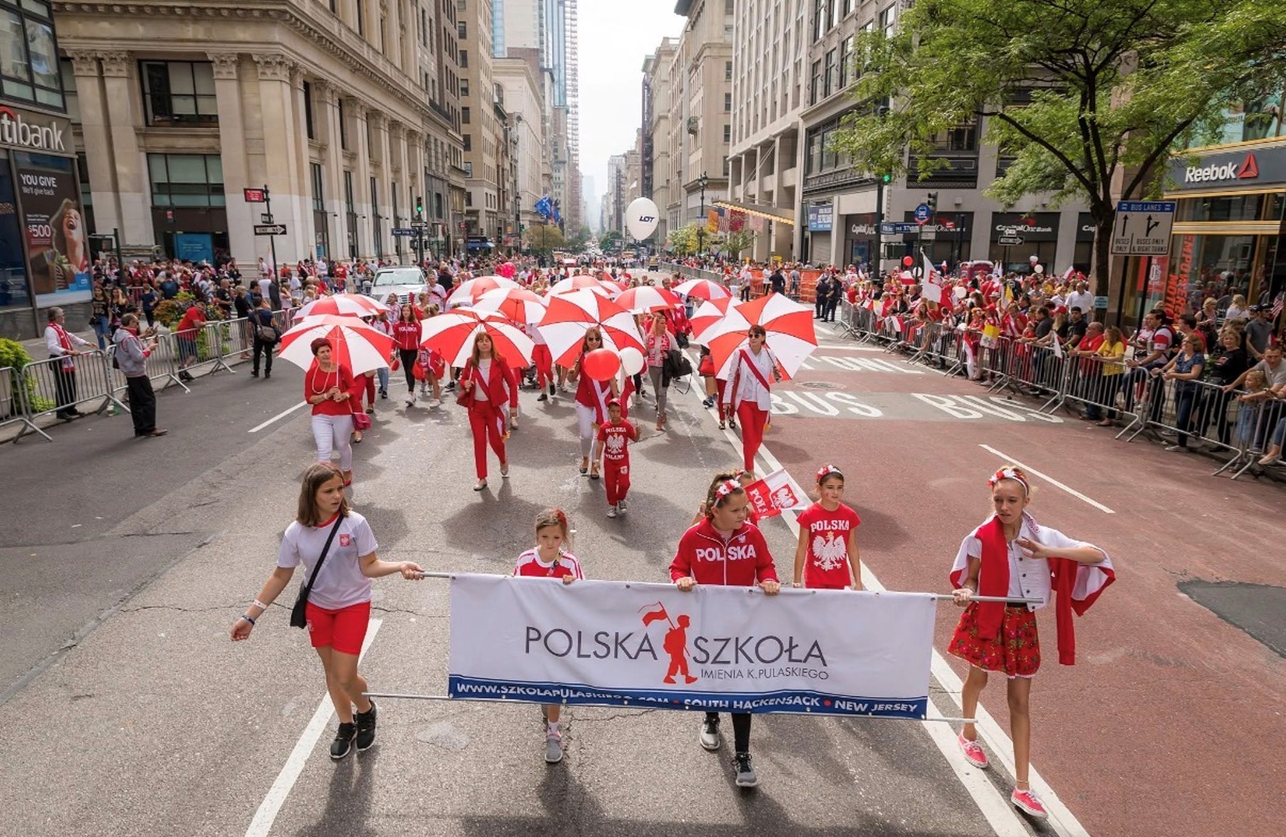 Polish School community marching in the Pulaski Day Parade